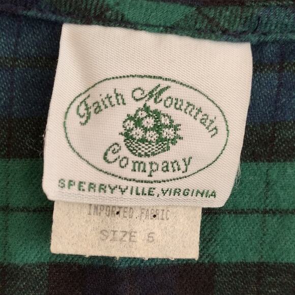 Faith Mountain Co. | Vintage Green & Blue Plaid Flannel Button-Down Jumper Dress - Picture 4 of 8